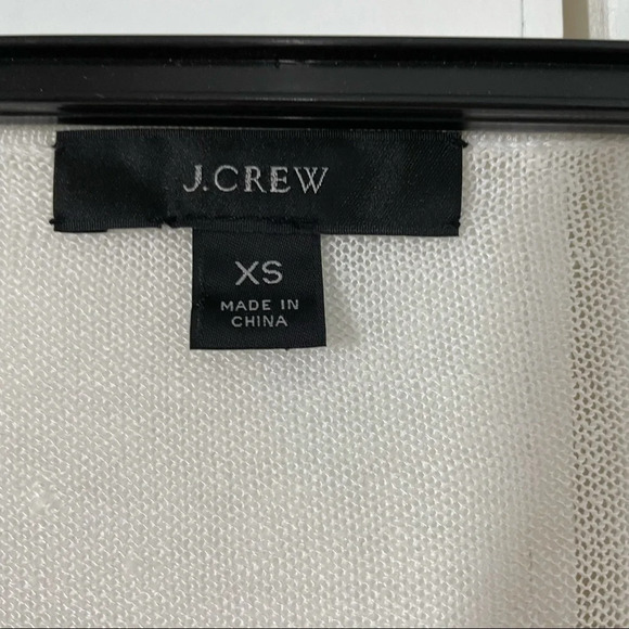 J Crew White Linen Blend V Neck Long Sleeves Side Buttons Sweater size XS - Picture 7 of 8